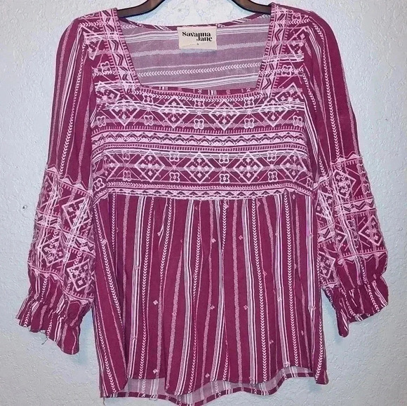 Savanna Jane Tops - Savanna Jane Mauve The Olsen Top Boho Western Style Size Small